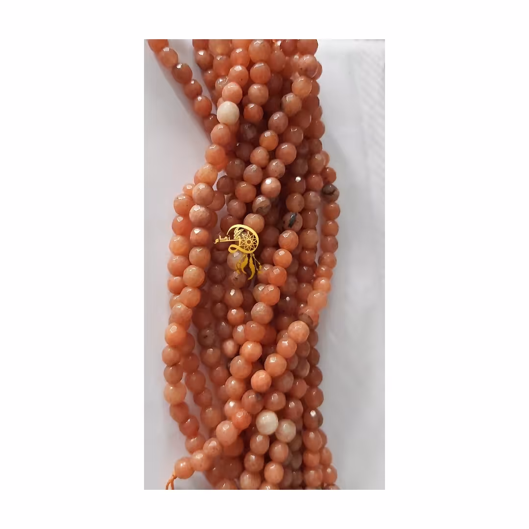 سنگ جیدتراشدار باتم قهوه ای روشن سایز6میلی متریک ریسه