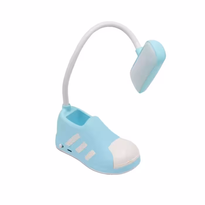 چراغ مطالعه شارژی و جا قلمی مدل کفش رنگ فیروزه ای