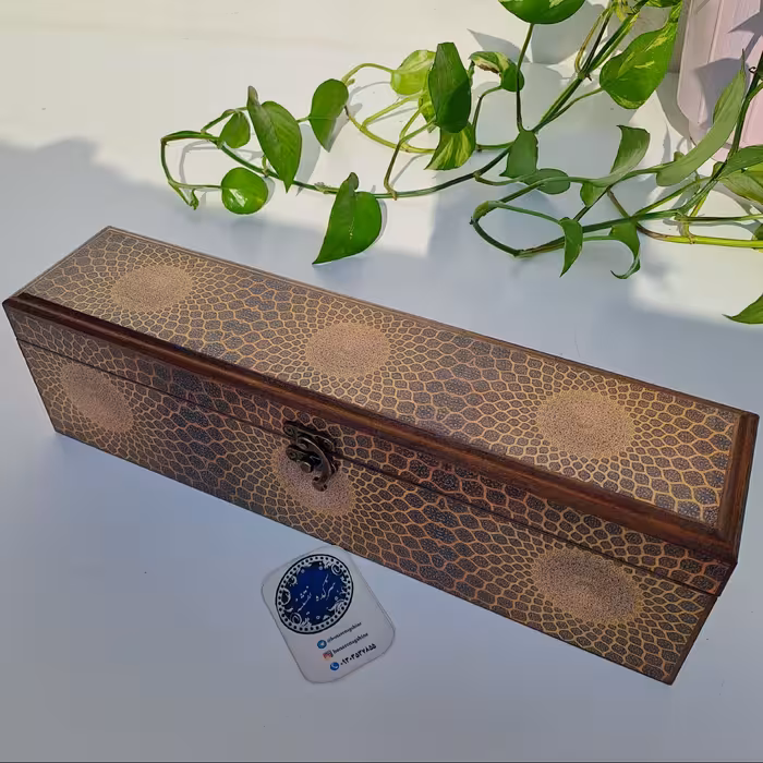 جعبه دمنوش چوبی ابعاد 35در8در9.5 کد طرح 172 با تکنیک دکوپاژ