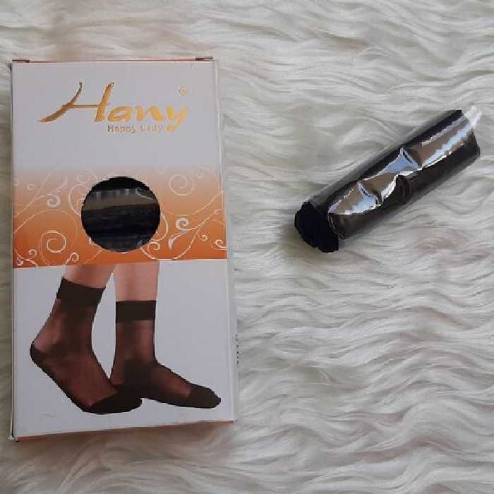 جوراب دو ربع شیشه کفه دار مشکی و کرمی برند هانی