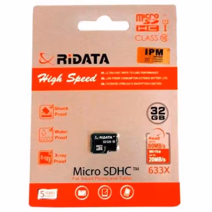 کارت حافظه microSDHC ری دیتا U1 سرعت 80MBps 633X ظرفیت 32GB گارانتی مادام