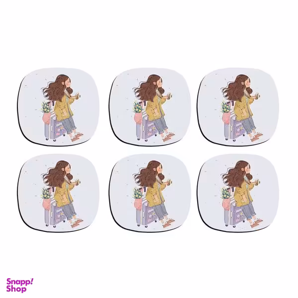 زیر لیوانی ترمه طراحان ایده مدل دختر عکاس کد CFP1357 بسته 6 عددی