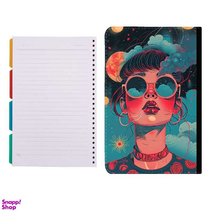 کلاسور طرح دختر فانتزی عینکی کد 276 به همراه کاغذ کلاسور