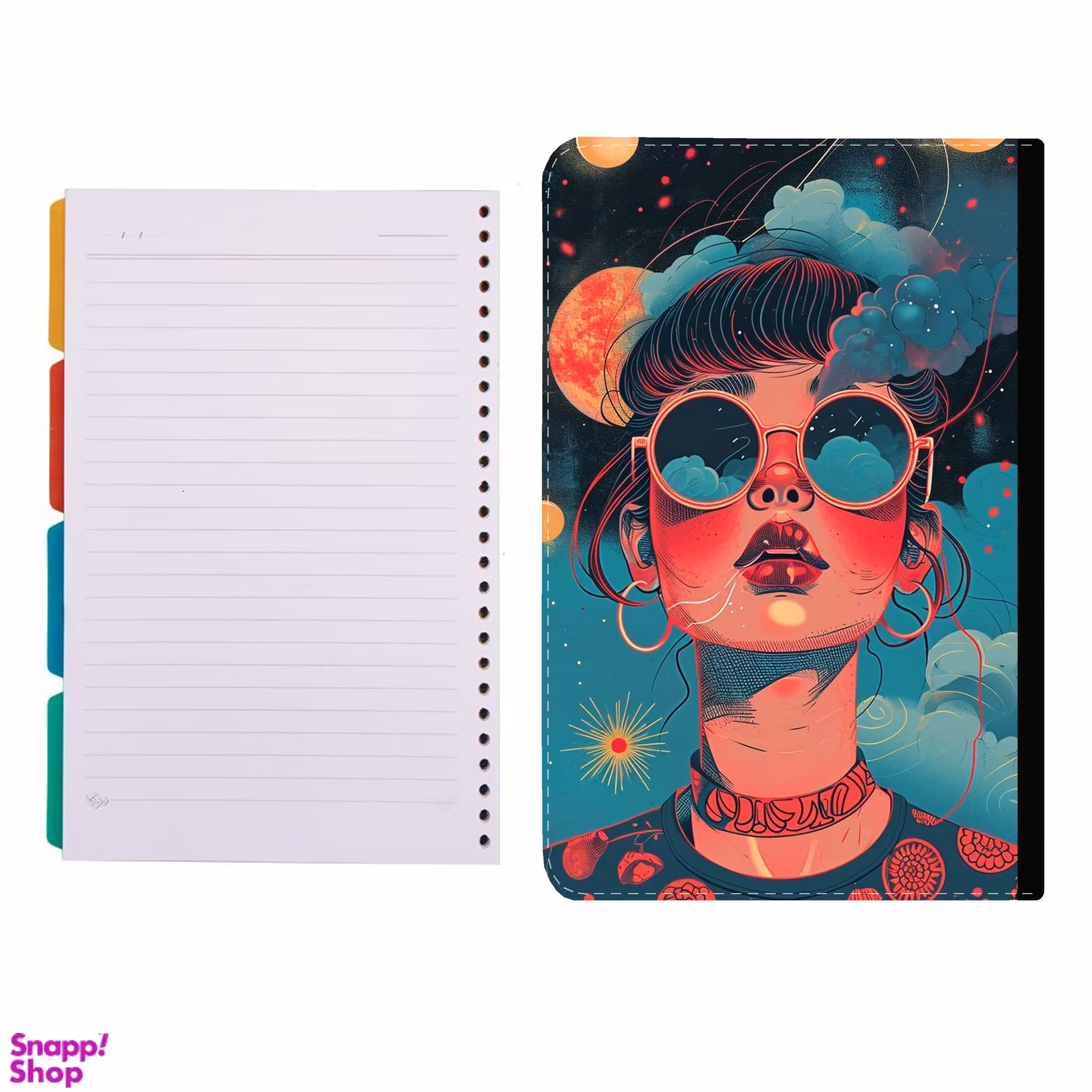 کلاسور طرح دختر فانتزی عینکی کد 276 به همراه کاغذ کلاسور