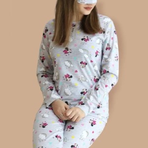 ست راحتی نخی زنانه بلوز و شلوار و چشم بند