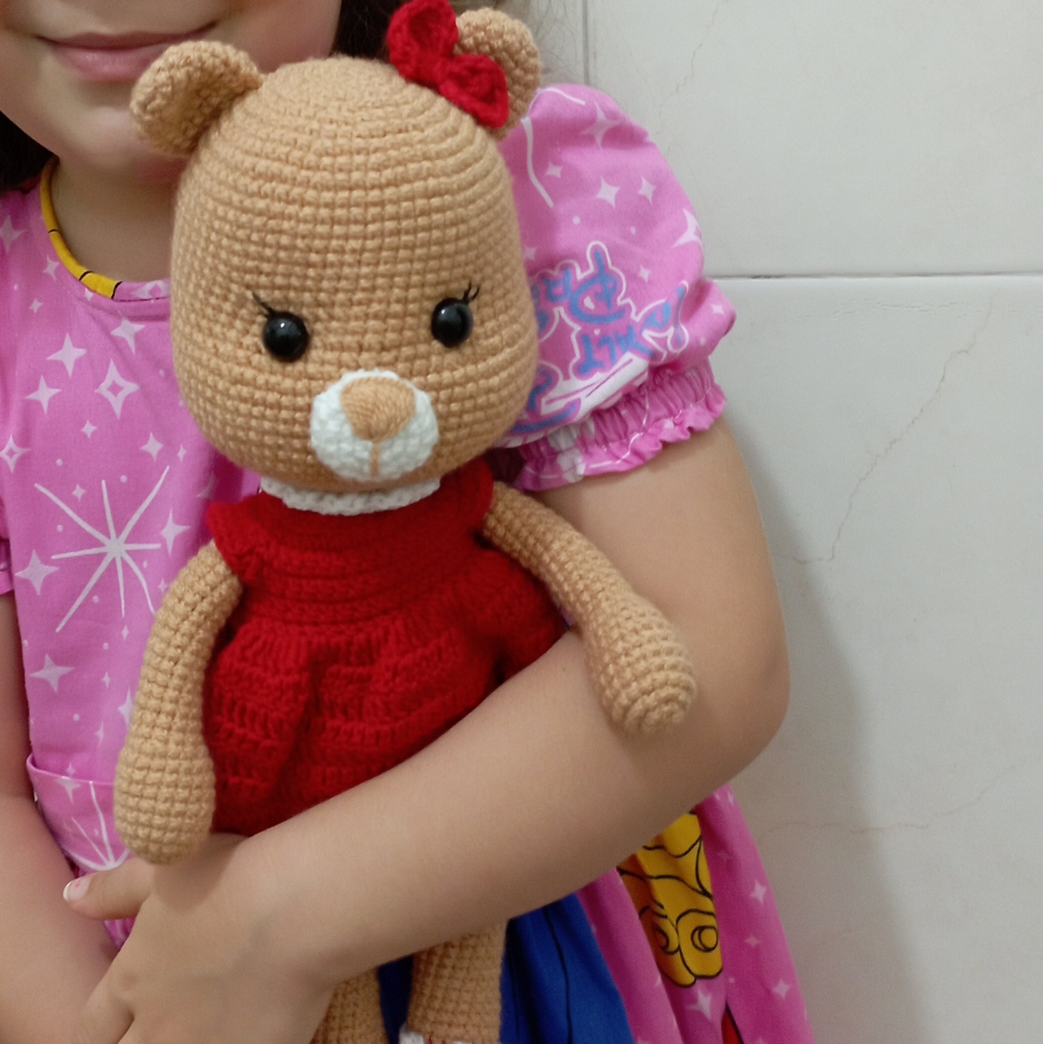 عروسک بافتنی خرسی. اندازه 37 سانت. وزن 107گرم