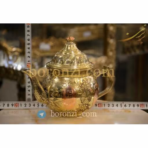 قوری قلمزنی ترکیب مس و برنج