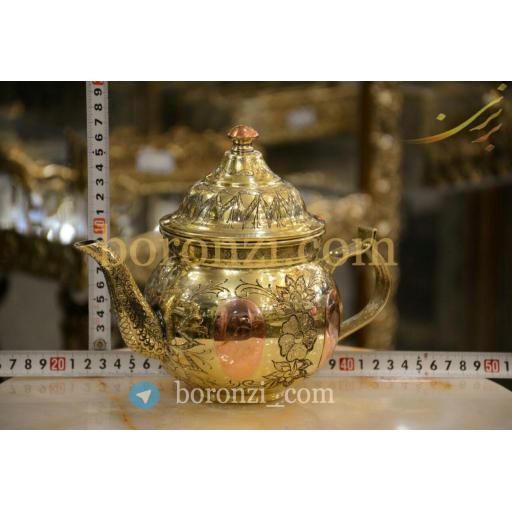 قوری قلمزنی ترکیب مس و برنج