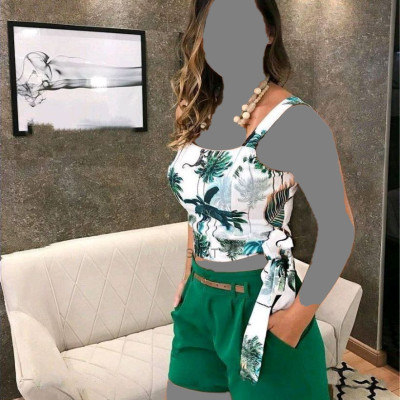 تاپ و دامن زنانه پنبهایمدل ست تاپ شلوارک مجلسی هاوایی