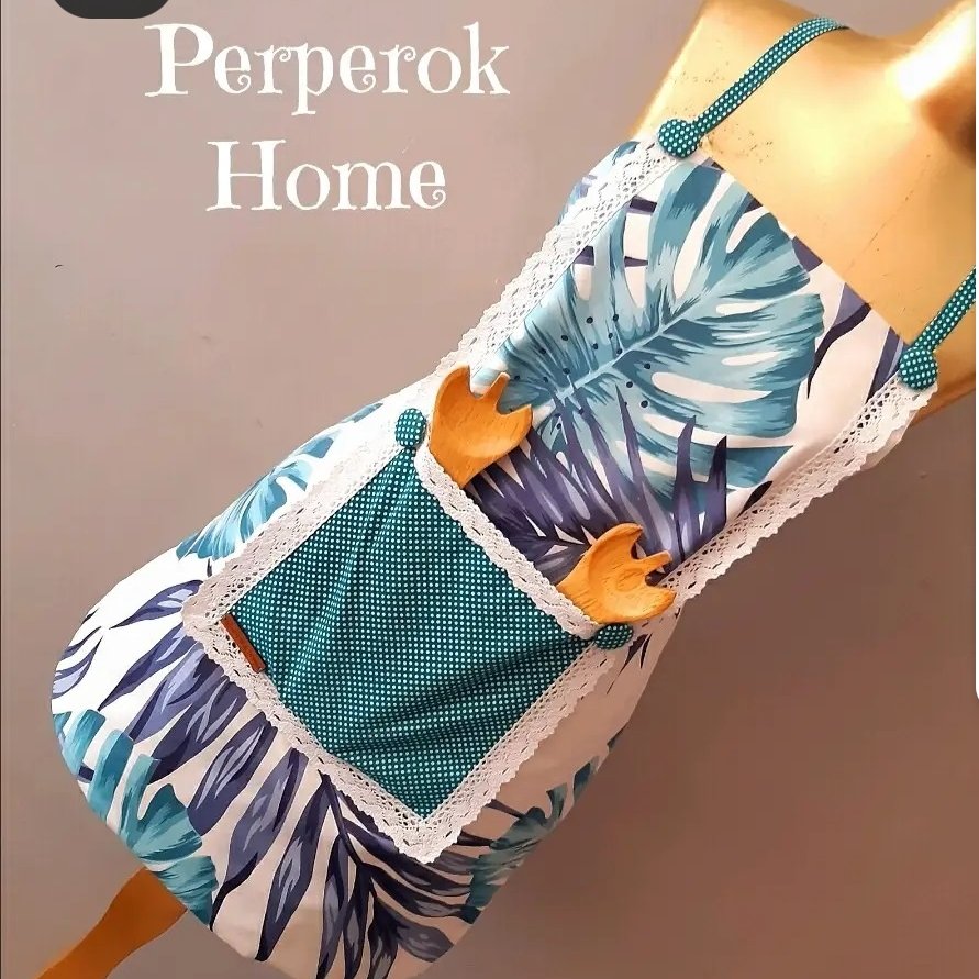 پیشبند آشپزخانه ساده کتان نخ جیب دار