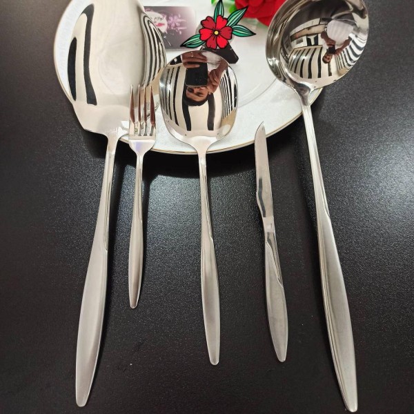 سرویس قاشق و چنگال 24 نفره یونیک مدل الیزای مات سوزنی