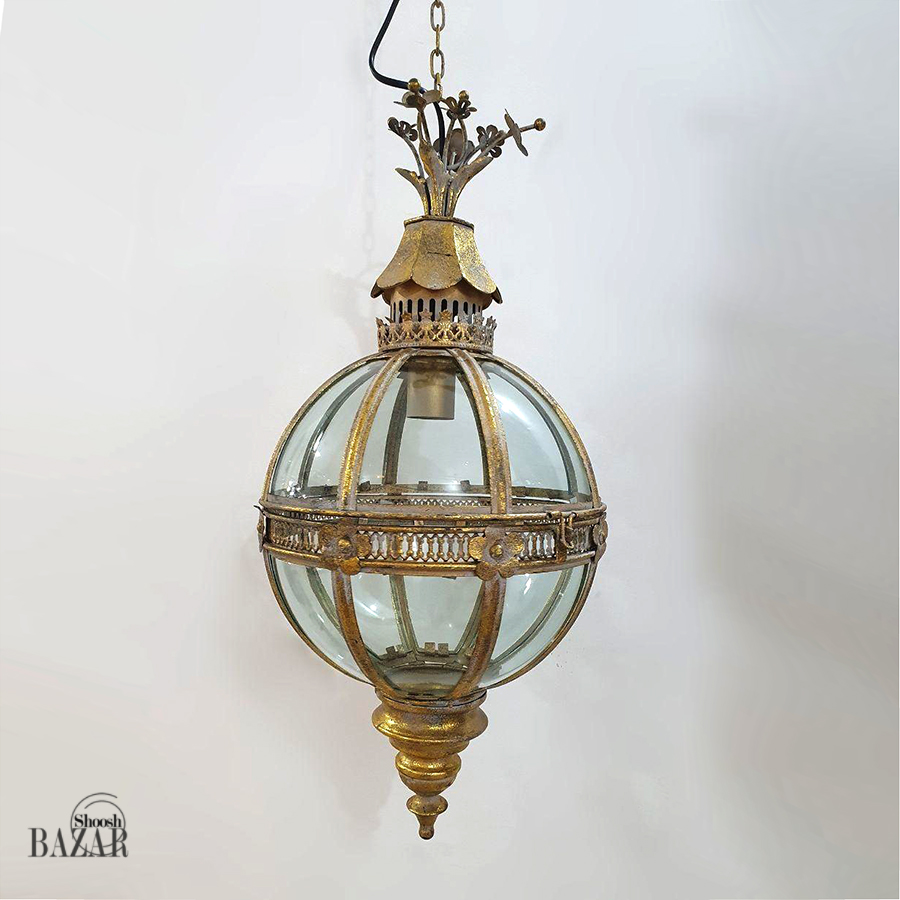 لوستر برنزی تک شعله طرح پتینه