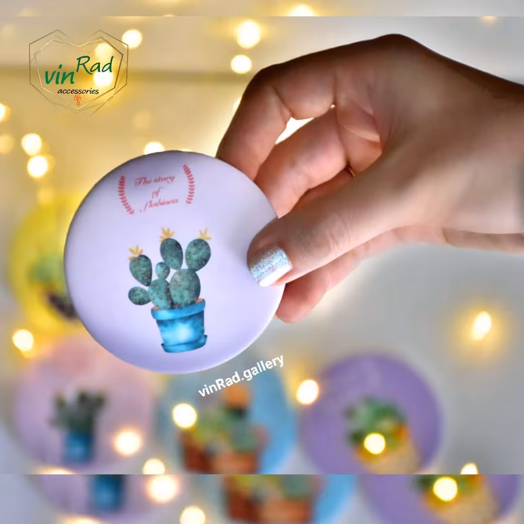 آینه جیبی طرح کاکتوس پلاستیک نشکن