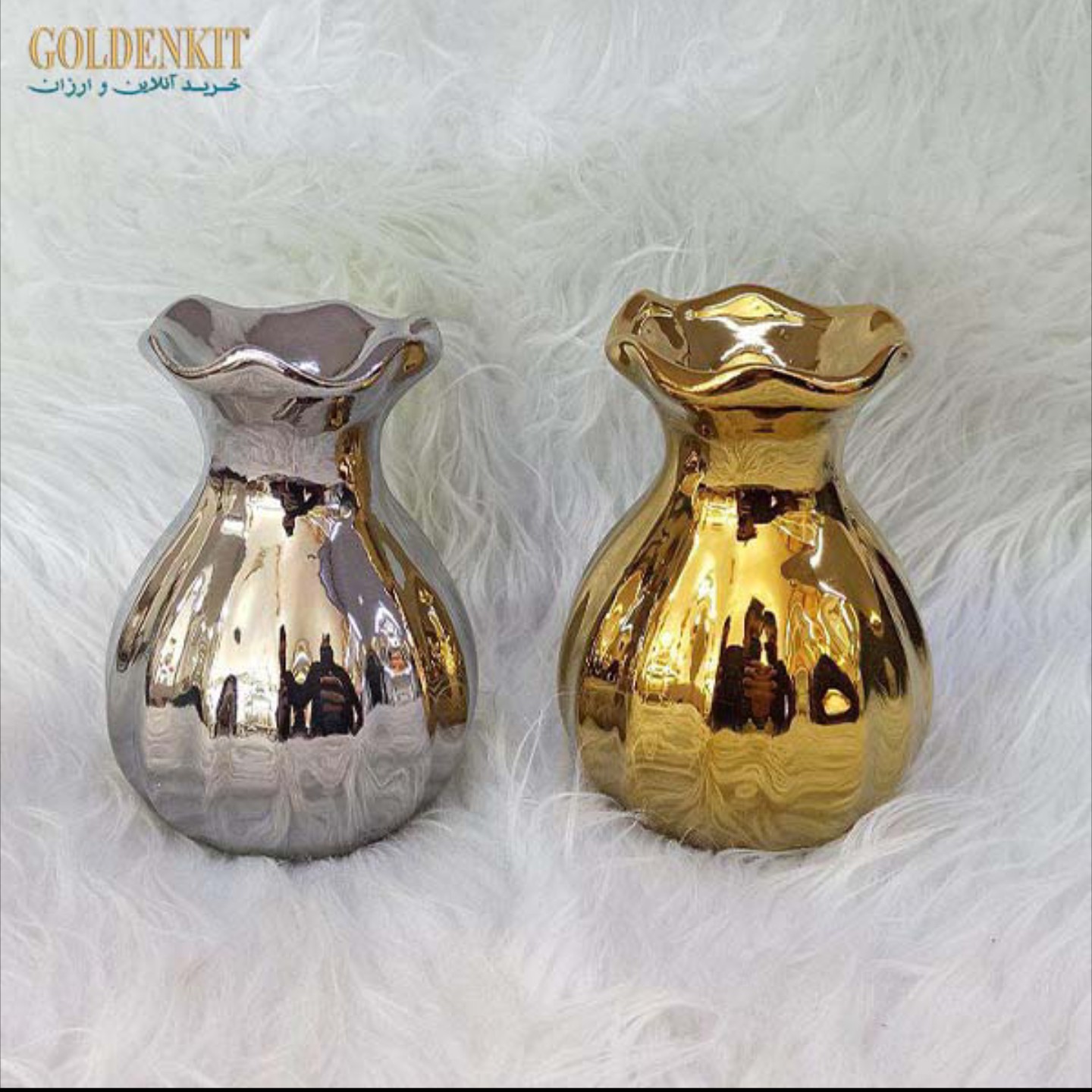 اکسسوری گلدان  یک عددی 11 سانتی دکوراتیو فقط نقره ای مدل دالبری کوچک