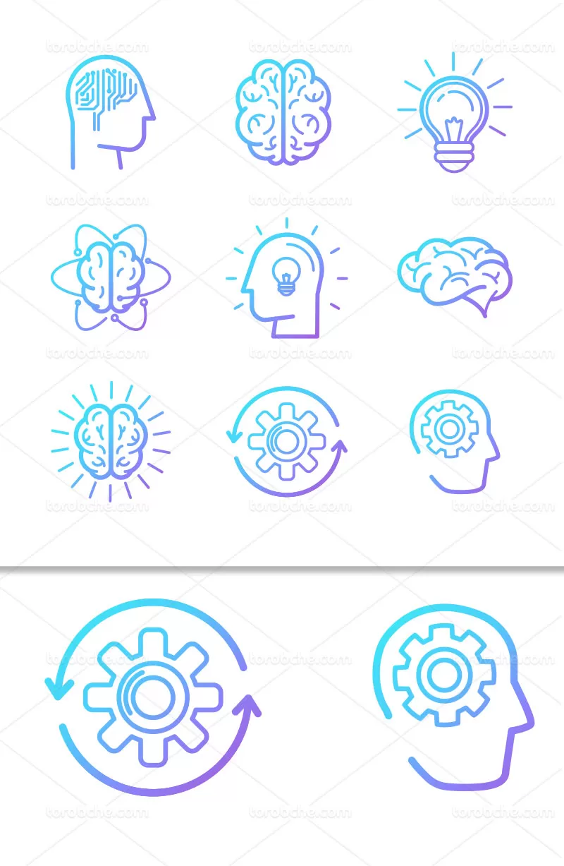 وکتور آیکن های مفهومی ذهن | گرافیک با طعم تربچه