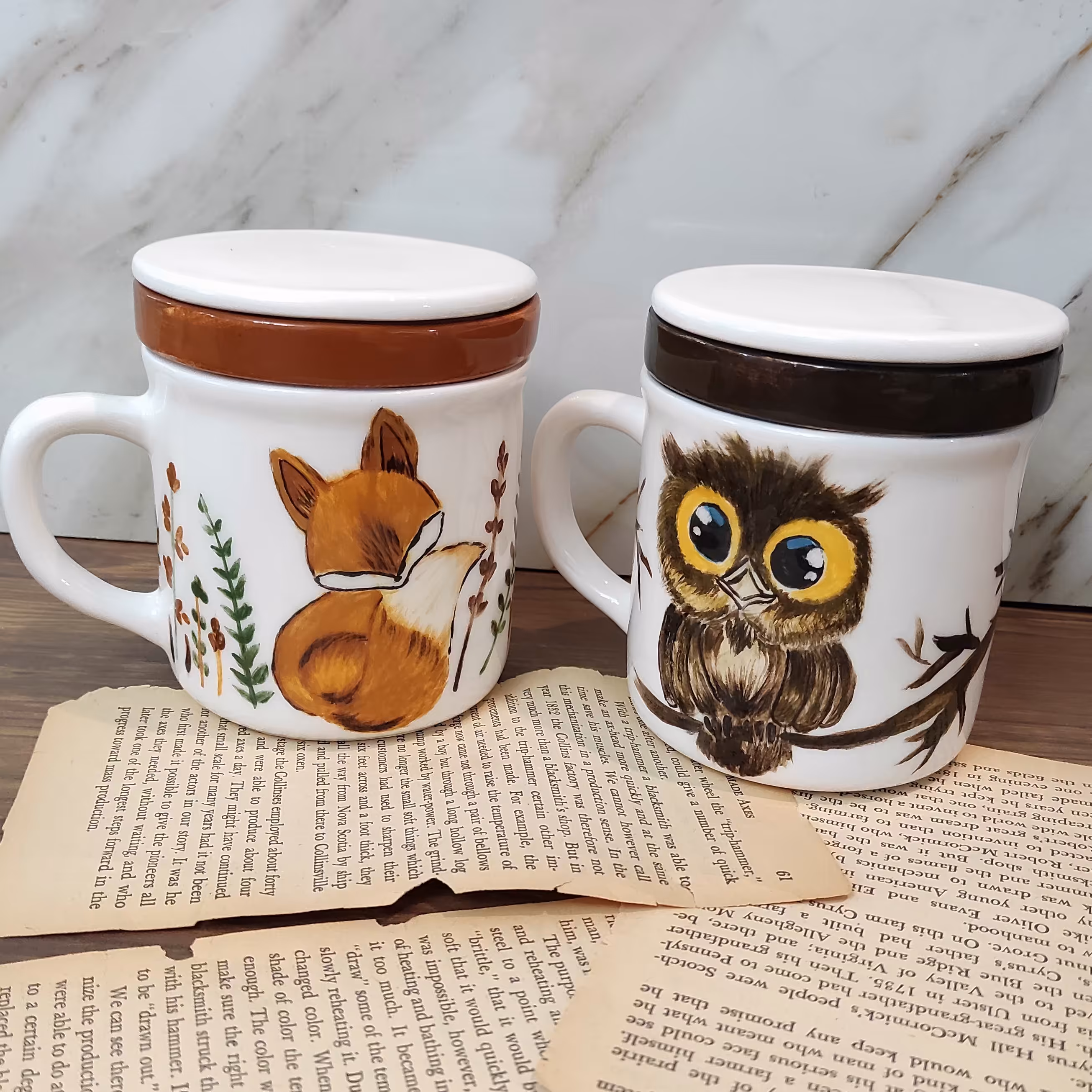 ماگ دمنوش، سرامیکی، نقاشی با دست و رنگ قابل شستشو، 