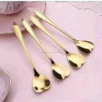 قاشق چایخوری طرح قلب بسته 6 عددی رنگ طلایی با ارسال رایگان