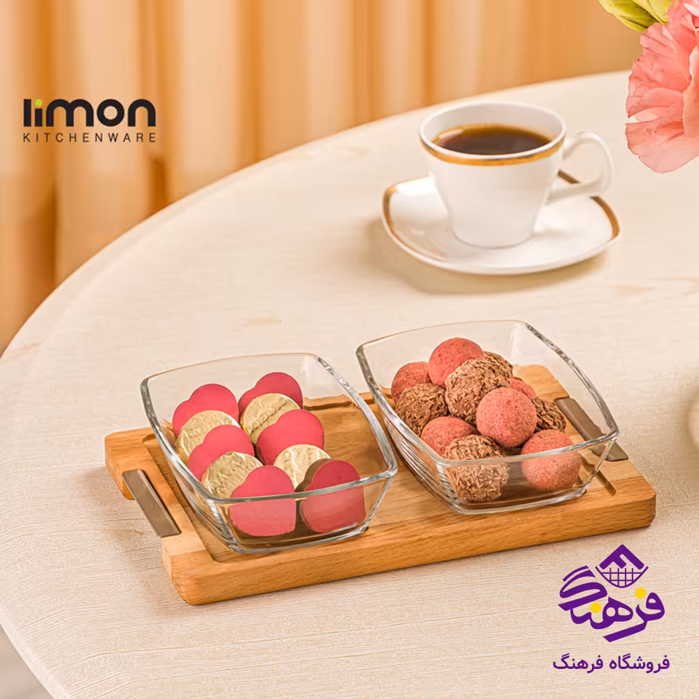 اردو خوری پایه چوبی بزرگ (جفتی) لیمون