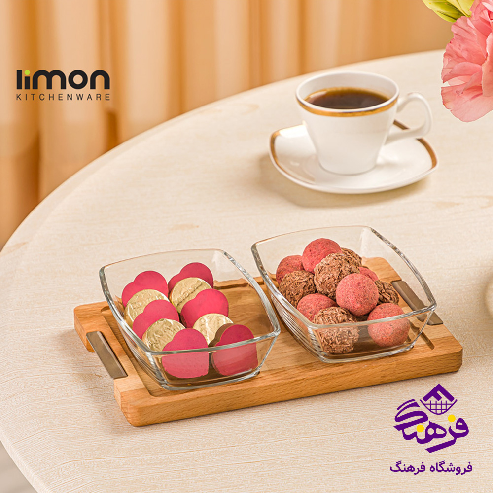 اردو خوری پایه چوبی بزرگ (جفتی) لیمون