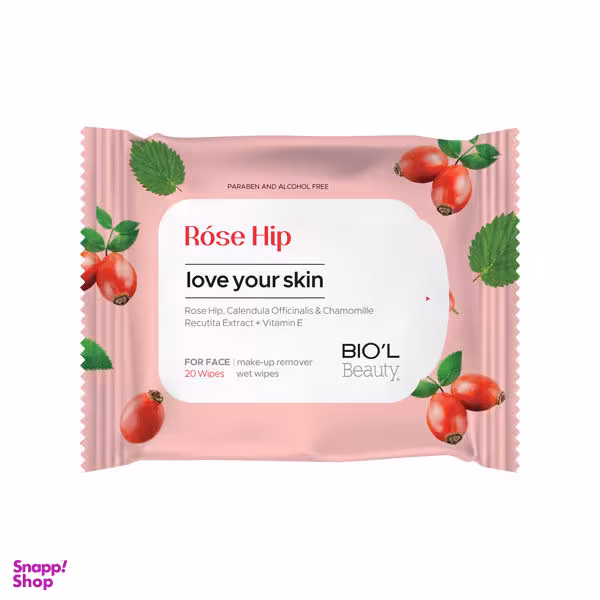 دستمال مرطوب بیول (Biol) مدل Rose Hip بسته 20 عددی