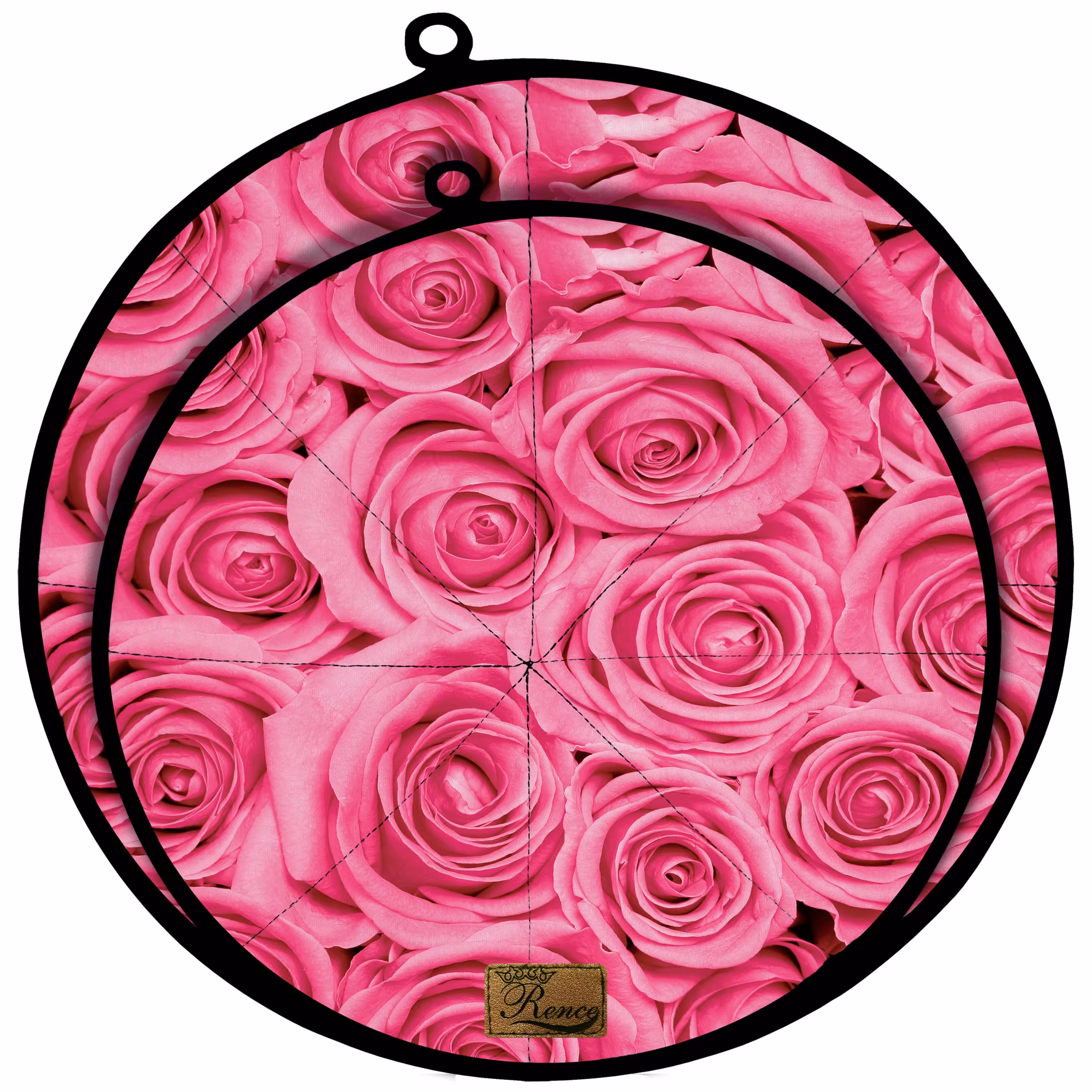 دمکنی ست دو تکه پارچه ای مخمل دو رو چاپ طرح گل صورتی سایز 25 و 30 مدل B1-1007 شرکت رنس