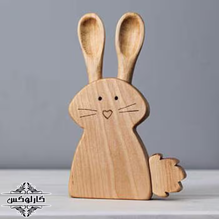جا قاشقی چوبی کوچک طرح خرگوش