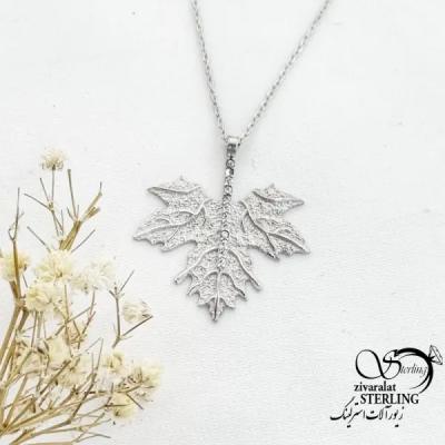 گردنبند نقره طرح برگ عیار925 کد 18073