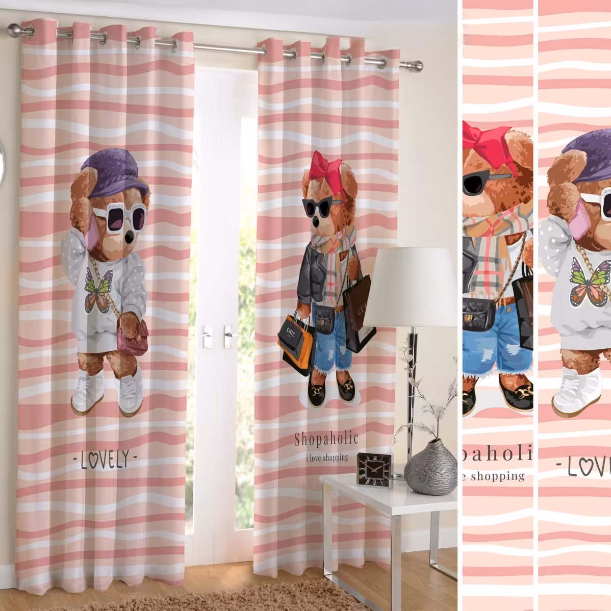 پرده چاپی طرح خرس(کد4)