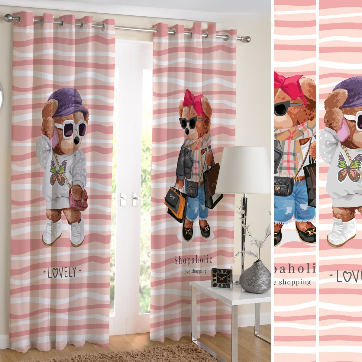 پرده چاپی طرح خرس(کد4)