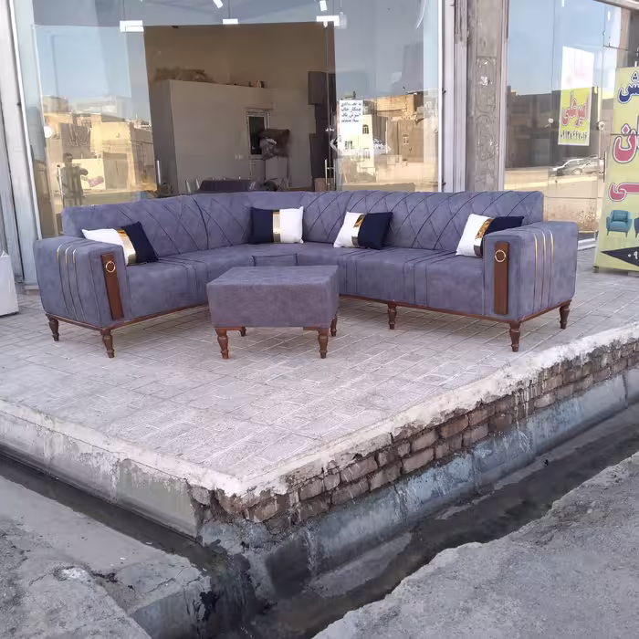 مبل چستر ال کمجا پایه چوبی خراطی شده
