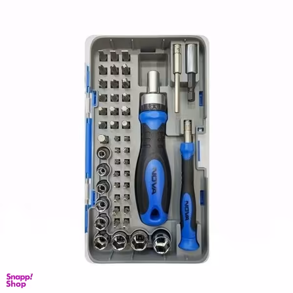 ست بیت و بکس با دسته جغجغه ای نووا مدل 1356 بسته 48 عددی