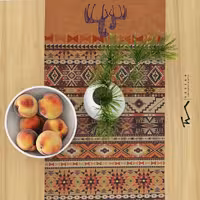 رانر طرح جاجیم قشقایی سایز 95 در 35 سانتیمتر -  و دو عدد رومیزی مربع 25 سانتیمتر-جنس دو رو مخمل پورش - کیفیت عالی