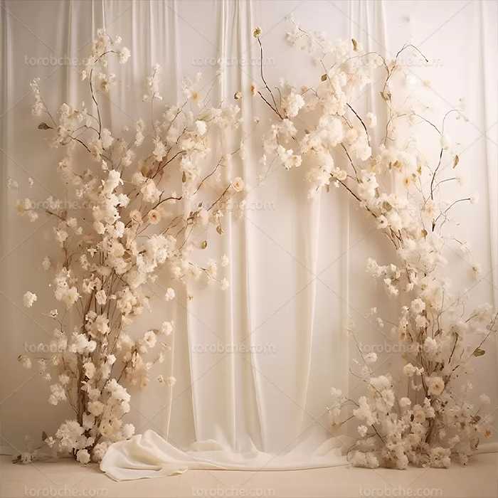 بک دراپ عکاسی شکوفه های سفید | گرافیک با طعم تربچه