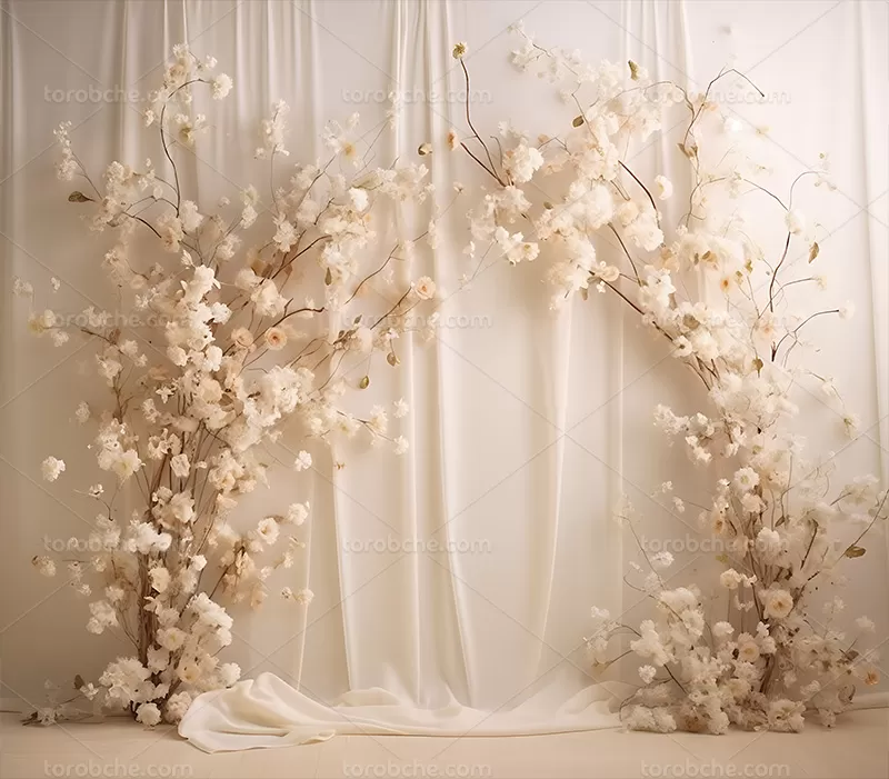 بک دراپ عکاسی شکوفه های سفید | گرافیک با طعم تربچه
