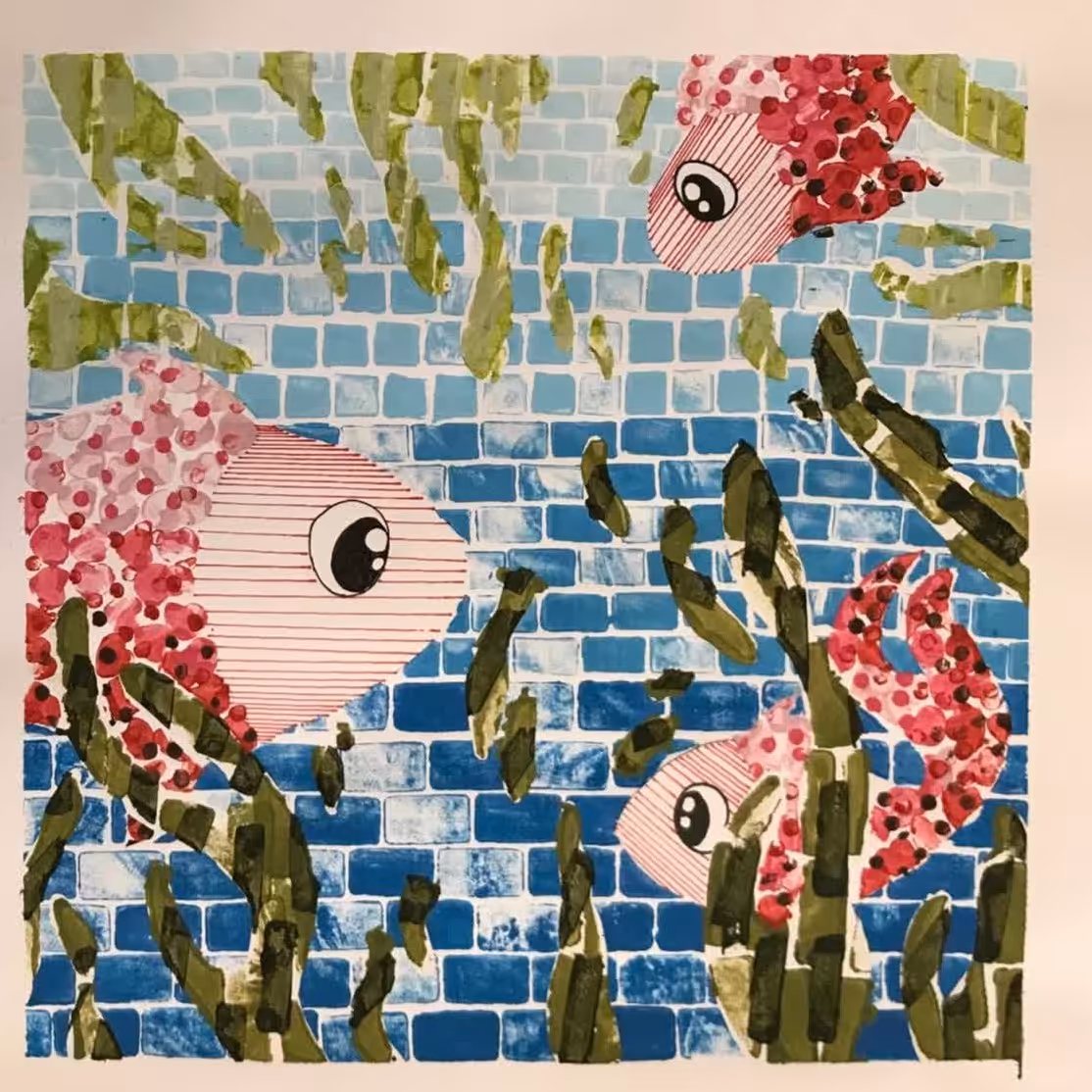 چاپ با پاک کن طرح ماهی