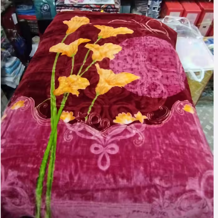 پتو نرمینه یکنفره مدل نرمین طرحدار گل برجسته سایز 160در220 وزن بالا ساکدار  طرح های متنوع