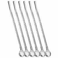 قاشق شربت خوری مدل نی دار بسته 6 عددی  استیل