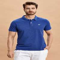 تی شرت یقه پولو آبی مردانه چوگان کیمن نیلی اورجینال اسمایل SMILE