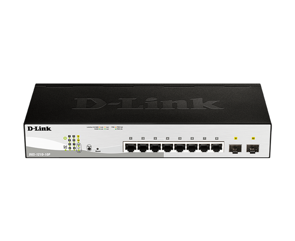 سوئیچ شبکه 10 پورت POE گیگابیت مدیریتی دی لینک مدل DGS-1210-10P
