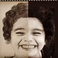 طراحی هایپرئال  نیمی از چهره بسیار مدرن و خاص