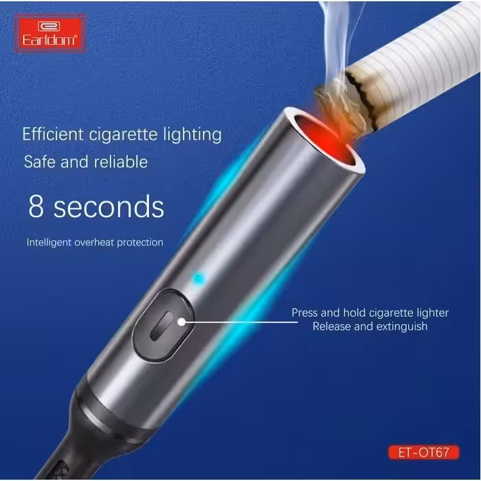 فندک برقی ارلدام قابلیت اتصال به گوشی با ورودی Type-C مدل ot67