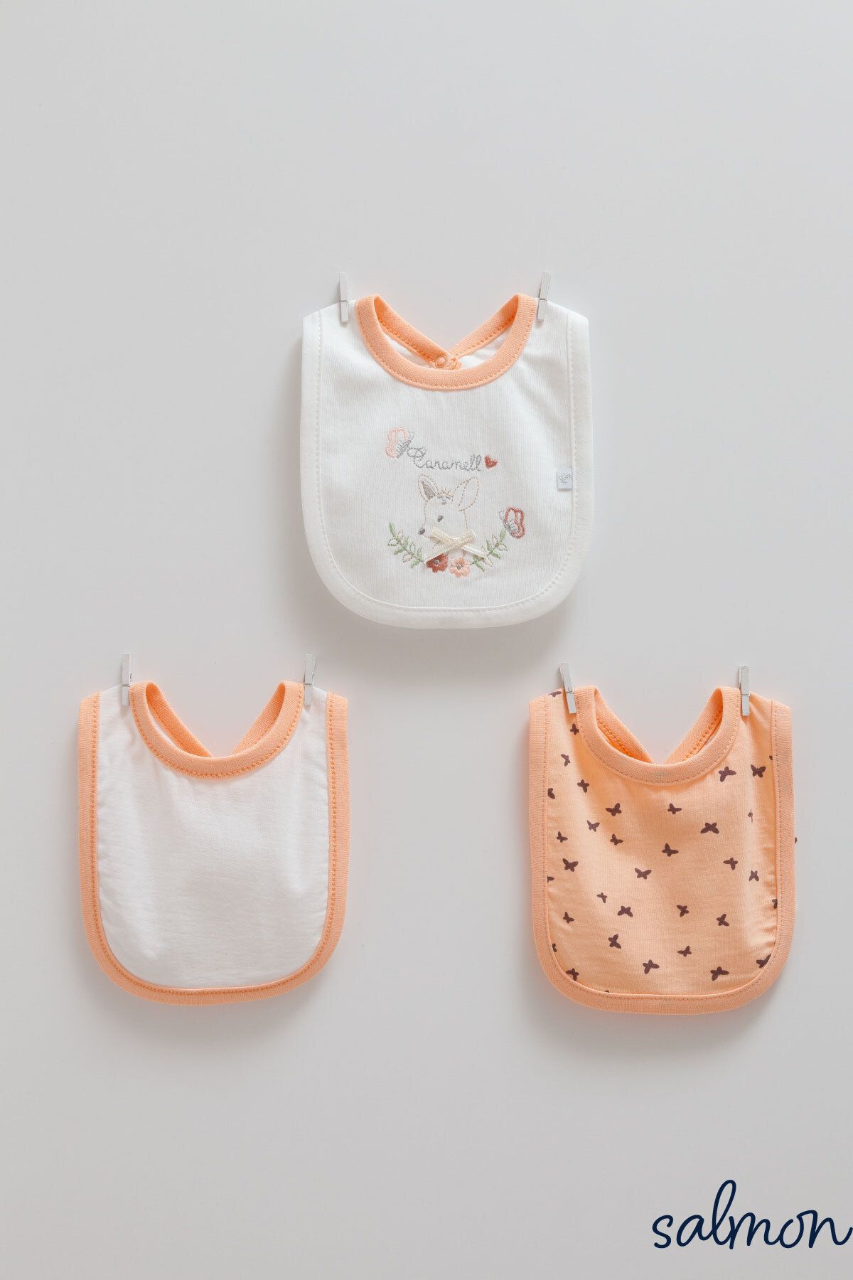 پوشک نارنجی پیشبند 3 تکه 100% پنبه طبیعی تم کارامل دوزی شده Caramell