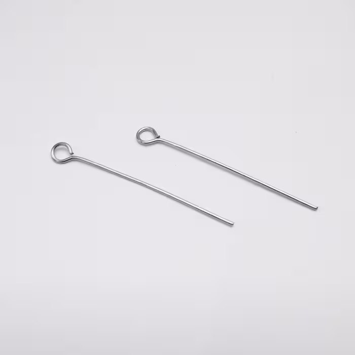 میخ استیل نقره ای ته حلقه  سه سانتی(بسته 5 عددی)