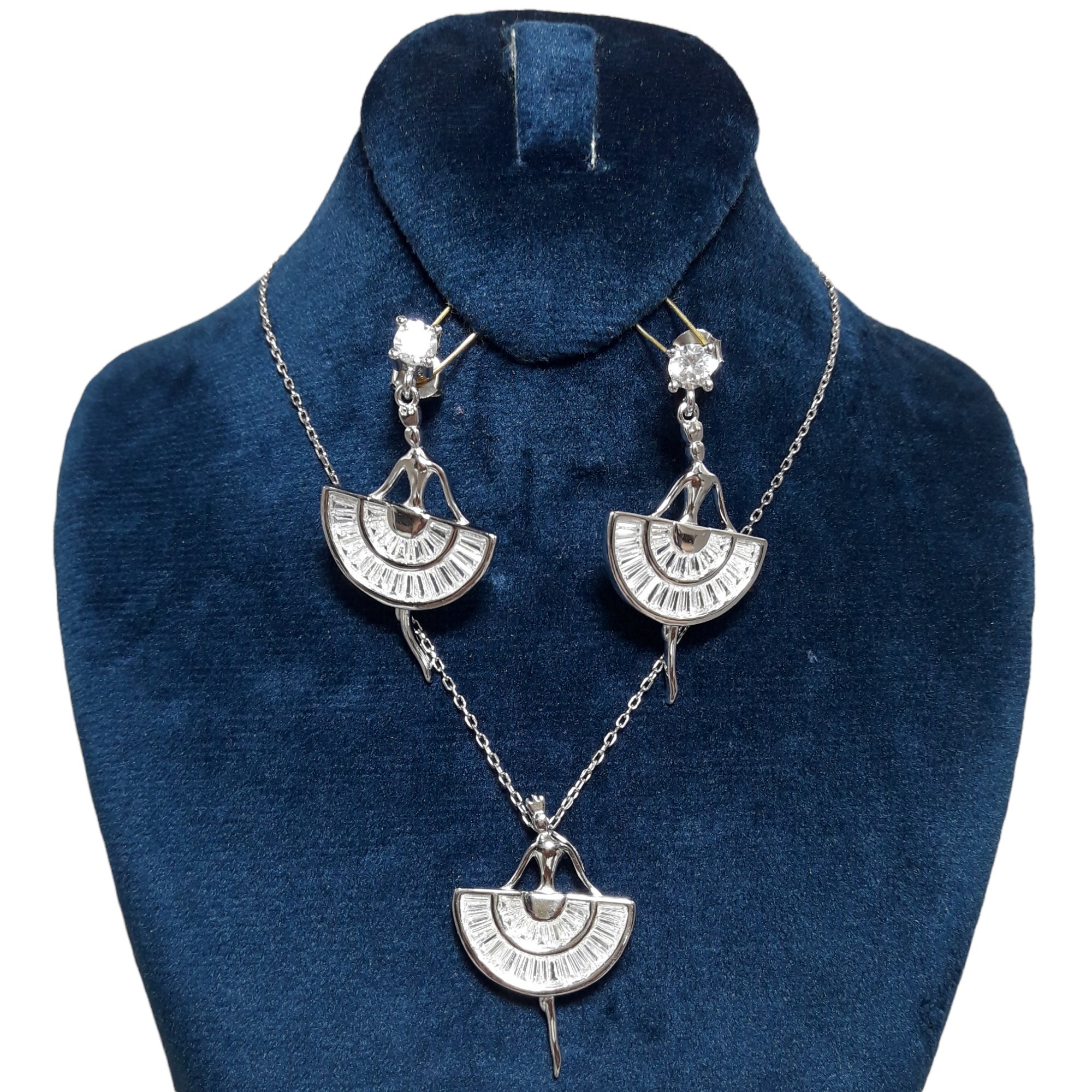 نیمست نقره وارداتی با روکش طلا سفید مدل بالرین کد 26