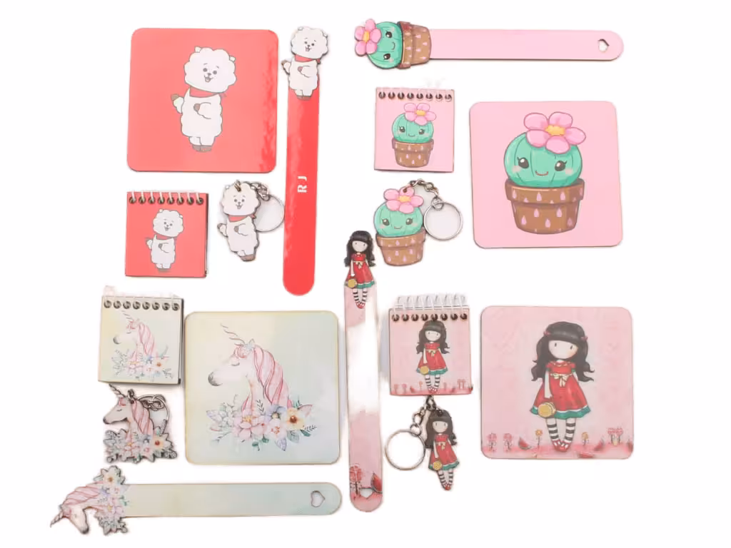 ست دفترچه، بوک مارک، زیر لیوانی و جاسوئیچی(تنوع طرح)