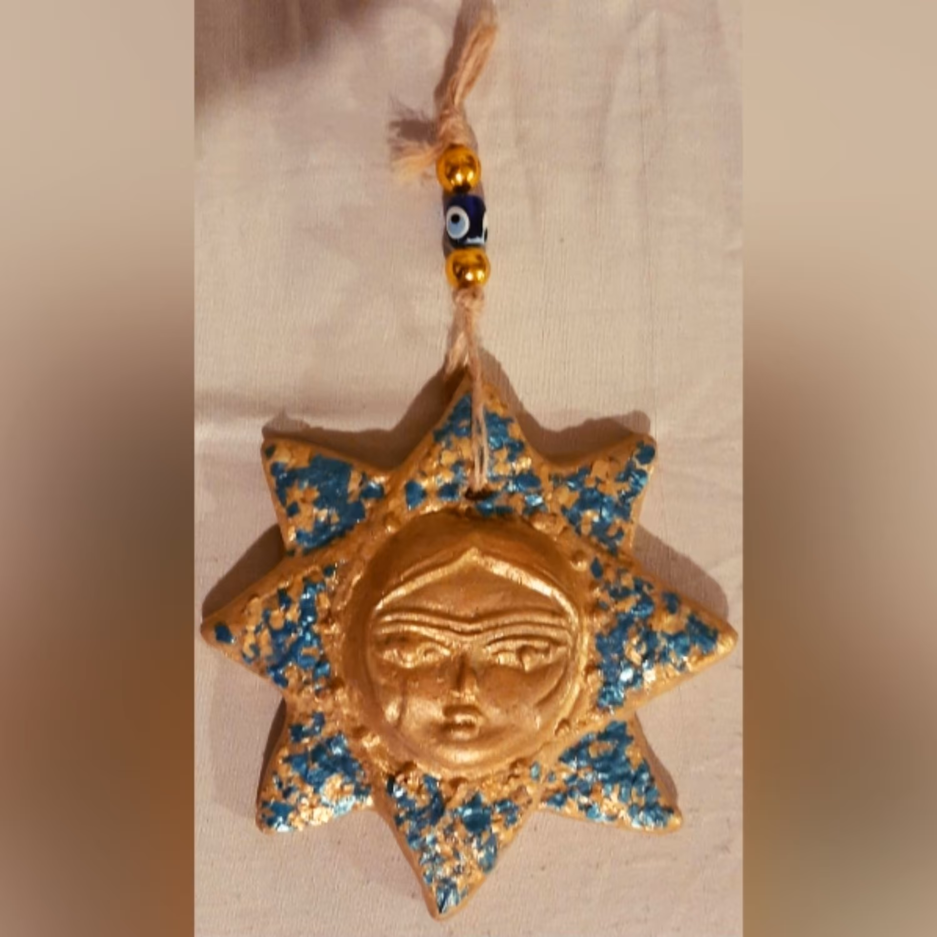 آویز سفالی خورشید چشم نظر