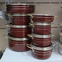 سرویس قابلمه 14 پارچه گرانیت زنبوری طرح چدن برند کیژان