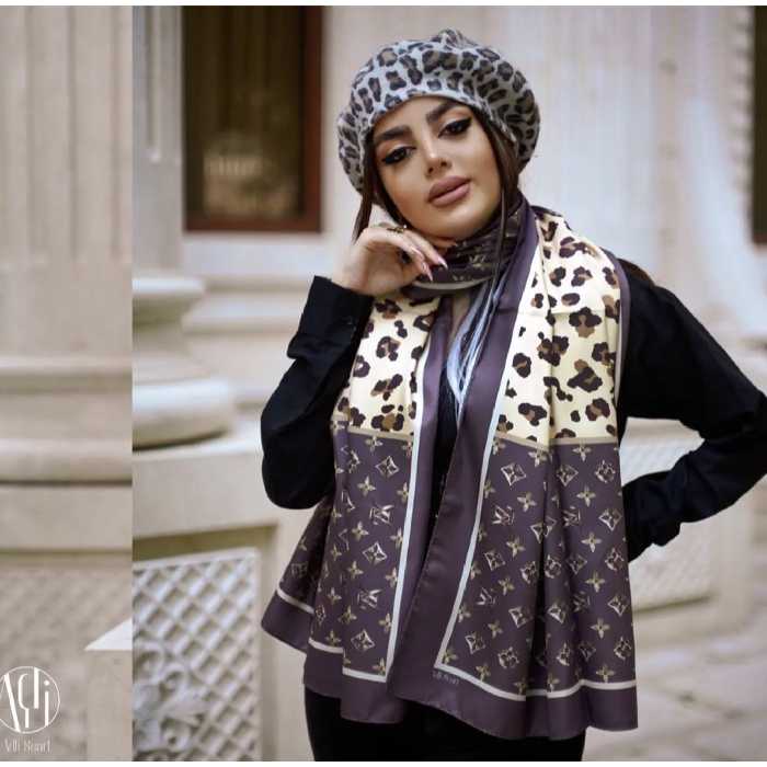 شال ابریشم توییل ال وی پلنگی(ارسال رایگان)کلاه موجود