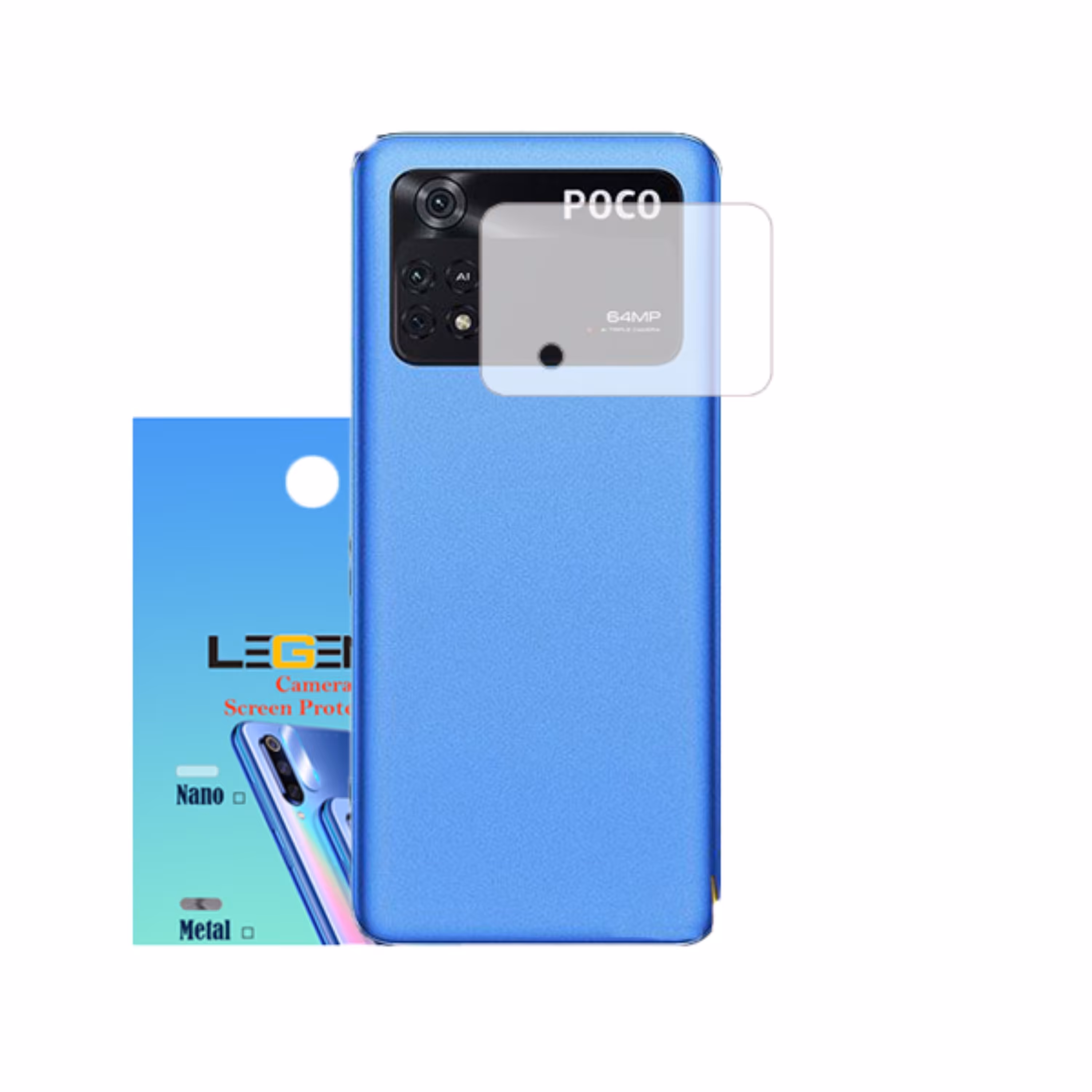 محافظ لنز دوربین لجند مدل نانو گلس مناسب موبایل شیائومی Poco M4 Pro