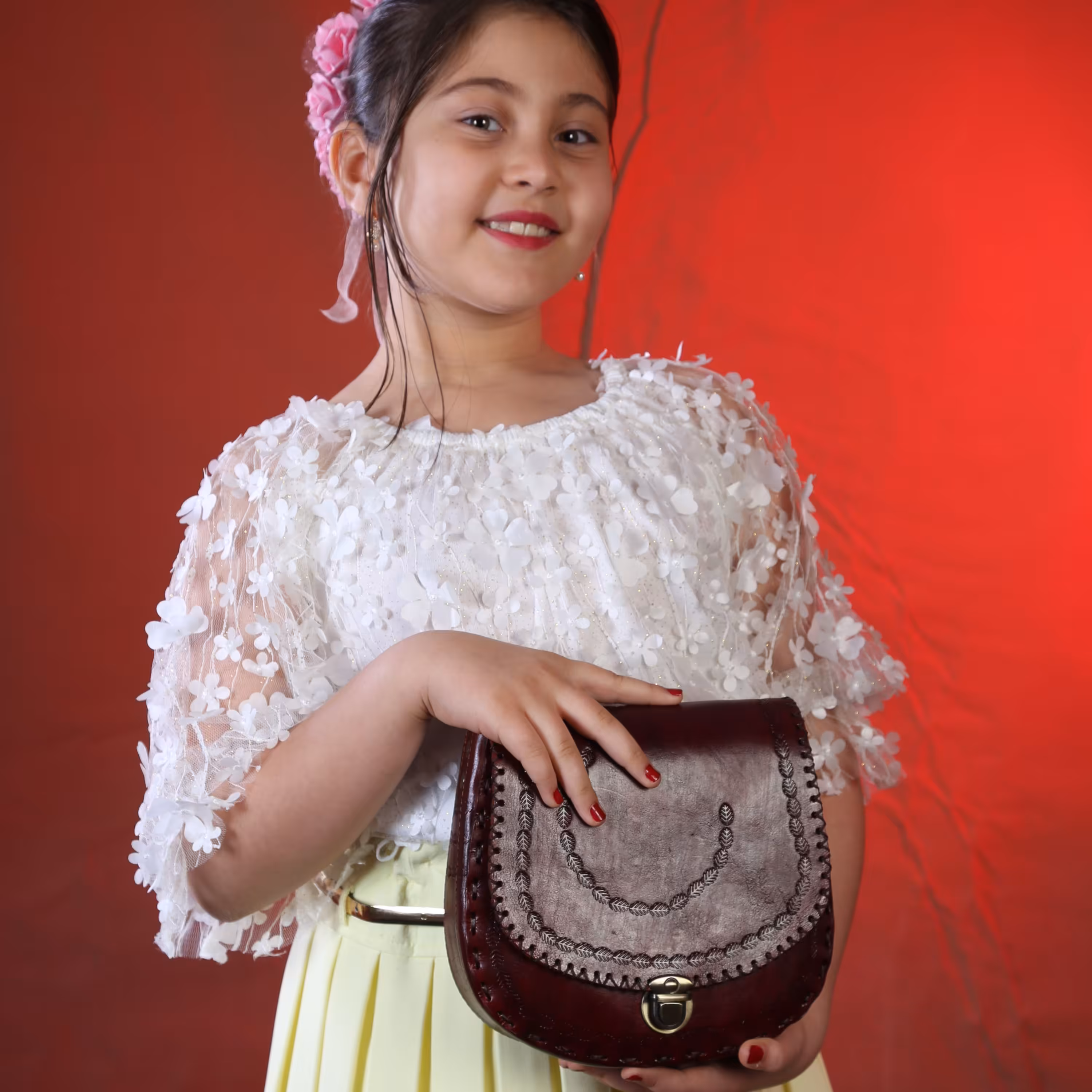 کیف چرم دخترانه دستدوز کدB201